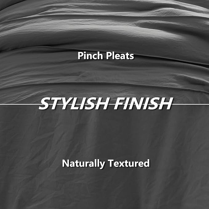CozyLux Full Size Comforter Sets Dark Grey, 7 Pieces Soft Pinch Pleat Bed in a Bag Full Comforter Set with Sheets, Boho Bed Set with Down Alternative Comforter, Sheets, Pillowcases & Shams