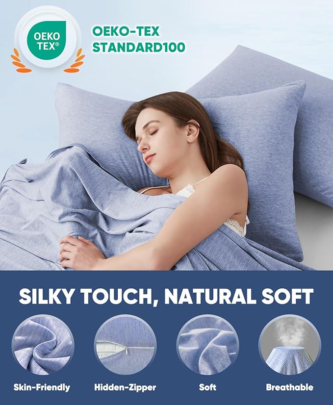 LUXEAR 2 Pack Cooling Pillow Cases King Size, Arc-Chill Q-Max > 0.5 for Hot Sleepers, Hair & Skin Friendly, Double-Sided, Machine Washable, Hidden Zipper, Gifts for Women Men, Blue