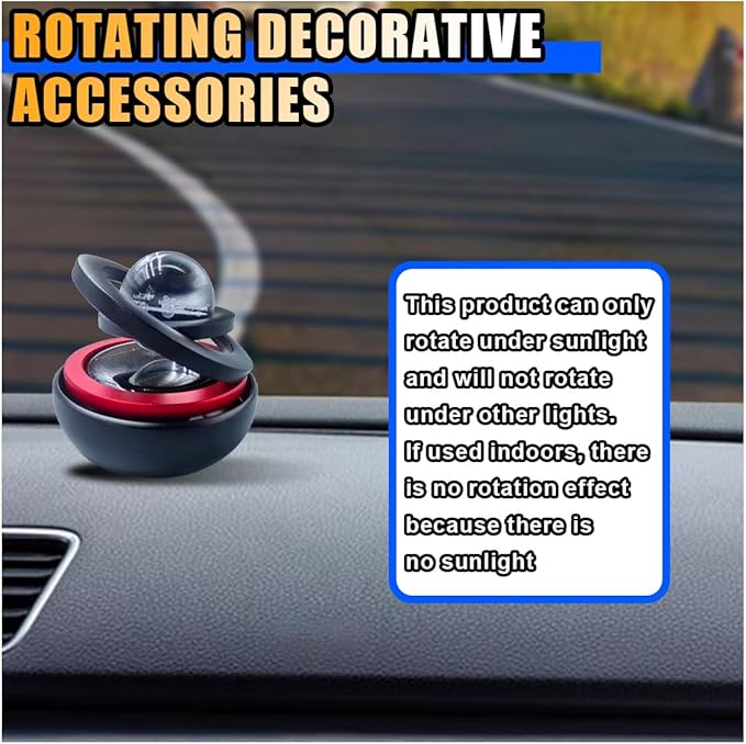 Solar Powered Car Perfume Aromatherapy Diffuser, Car Interior Dashboard Decoration for Car Office Home, Oil or Perfume Pad Not Include (Black)