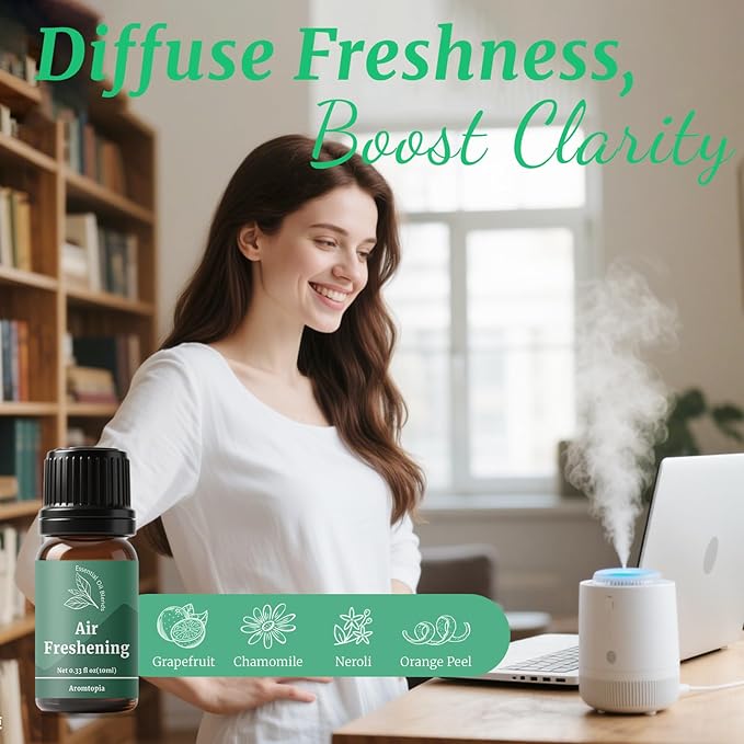 Essential Oil Blends, Aromtopia Essential Oils for Diffusers for Home, Well-being Diffuser Oil Kit- 6x10ml, Relax, Happy, Calm Mind, Sweet Dream and More, for Aromatherapy, Soap Candle Making, Massage