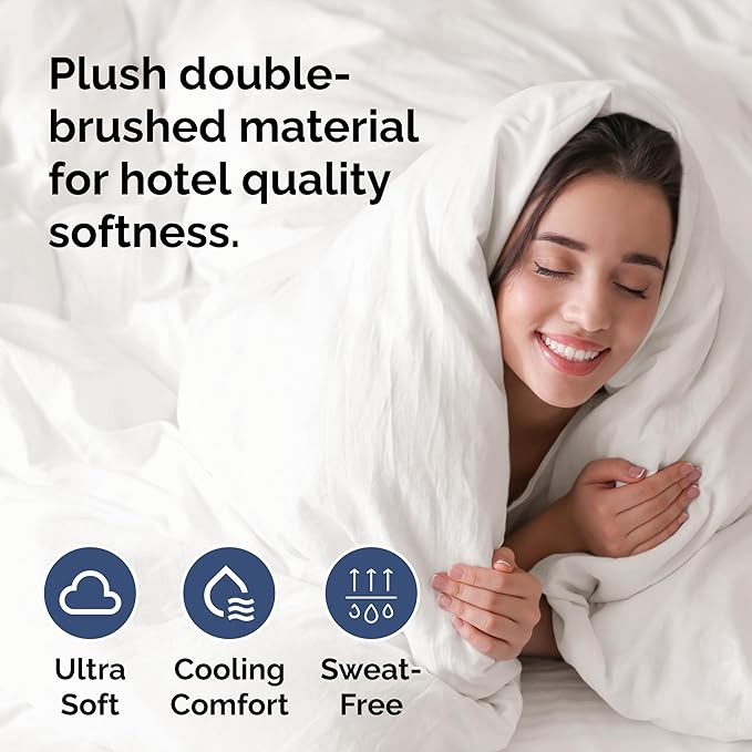 Duvet Cover King Size Set - Extra Soft King Duvet Cover 104" x 90" with 2 Pillow Shams - Hotel Luxury, Easy Care & Fade Free with Zipper Closures & Ties - Comfy, Cozy and Breathable (Antique White)