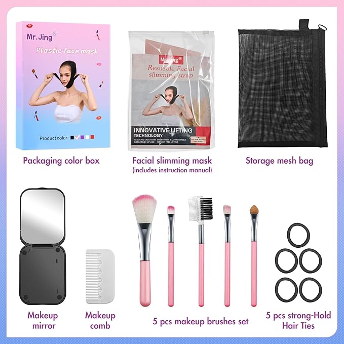 Face Slimming Strap, Double Chin Reducer Band, Graphene V-Line Mask Chin Up Mask V Shaped Face Mask Chin strap for sleeping, V-Line Lifting Mask for Women, Pink, Medium