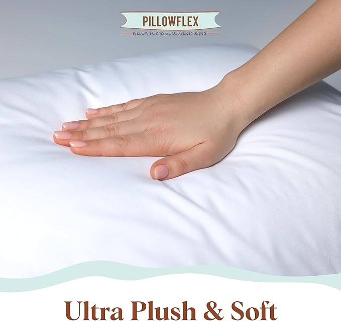 Pillowflex Synthetic Down Pillow Insert - 20x60 Down Alternative, Ultra Soft Body Pillow, Large Queen Body Bed Sleeping Pillow - 1 Decorative Pillow Form