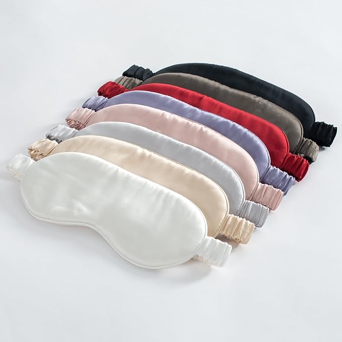 100% 22 Momme 6A Grade Double-Sided Pure Mulberry Silk Eye Mask Soft Breathable Sleep Blindfold with Elastic Headband for Men and Women Pack of 1 (Purple)