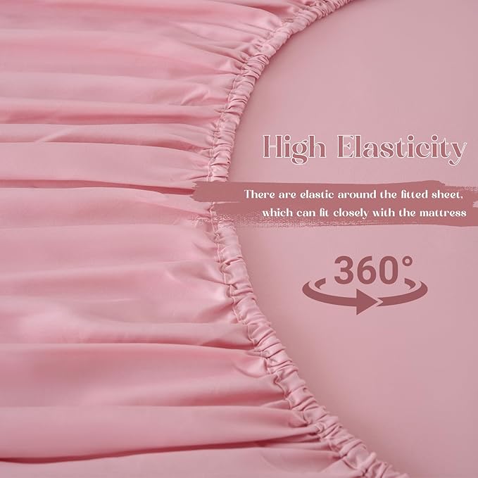 Homiest 3-Pieces Ruffle Pillow Case & Fitted Sheet Set, Light Pink Full Sheets with 2 Ruffled Pillow Shams, 15 Inch Deep Pocket, Cute & Coquette Microfiber Bed Set for Decorating Bedroom Hotel