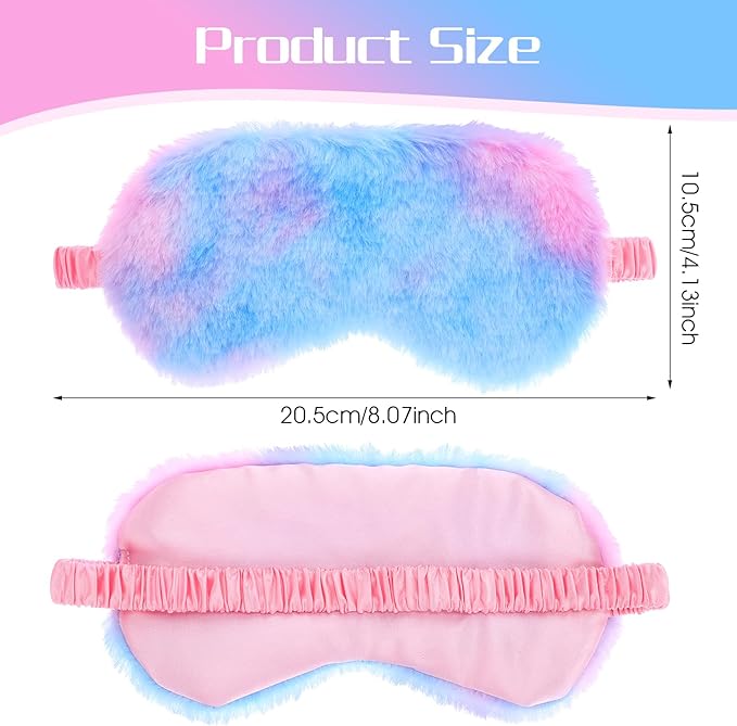 Oruola 2pcs Girls Eye Mask for Sleeping,Toddler Sleep Mask,Comfortable Plush Blindfold Satin Back Rainbow Faux Fur Sleep Masks for Kids Women Men Travel Nap,Colorful