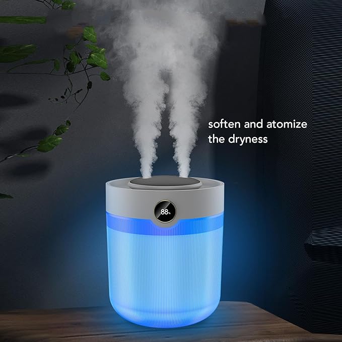 ASHATA 2000ML Dual Mist Top Fill Humidifier & Essential Oil Diffuser with Color LED Lights, 2 Spray Modes, Quiet Cool Mist Humidifiers for Bedroom Office Home