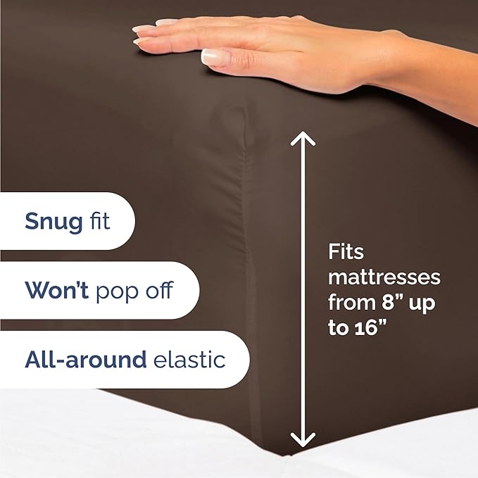 Queen 6 Piece Sheet Set - Comfy, Breathable & Cooling - Hotel Luxury Bedding for Women, Men, Kids, Teens and Children - 1 Flat & 1 Fitted Sheet & 4 Pillowcases w/ Deep Pockets - Wrinkle Free - Brown