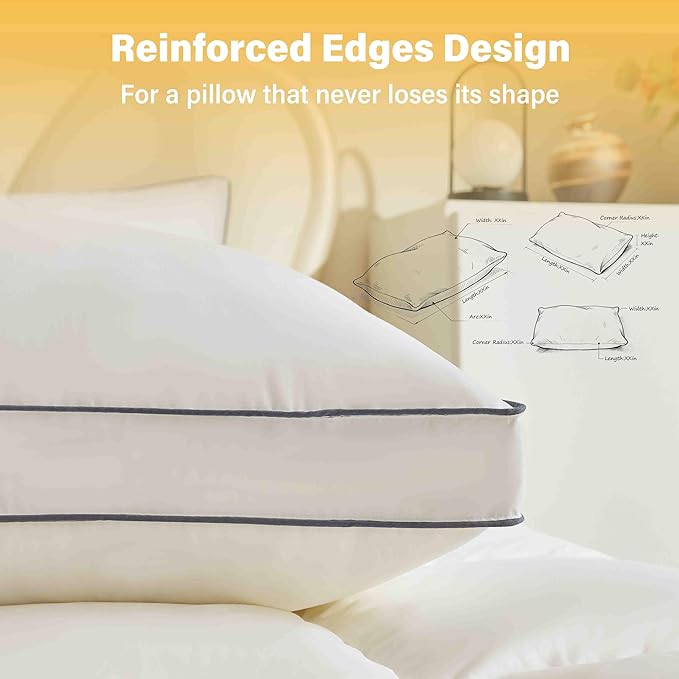 Goose Down Pillows for Neck Pain - Perfect Balance of Softness and Support,Relief for Side and Back Sleepers, Hotel Down Pillows Standard Size Set of 2