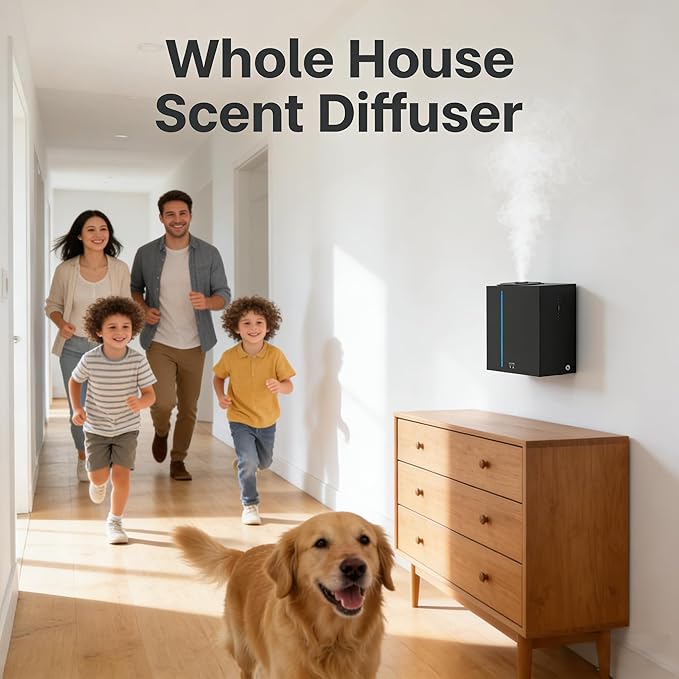 HVAC Scent Diffuser System 10000 Sq Ft,Waterless Essential,Metal,Supports Bluetooth APP Control,Commercial Hotel Collection Whole House Diffuser Machine