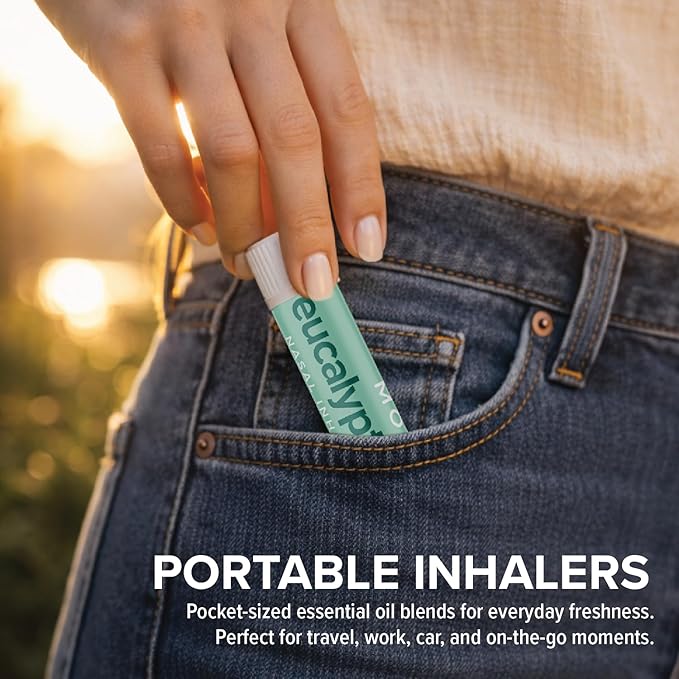 MOXĒ Eucalyptus Essential Oil Nasal Inhaler, Sinus & Congestion Relief, Daily Relaxation, Stress Relief, Therapeutic No-Mess Aromatherapy, Pure and Natural, Made in USA (1 Pack)