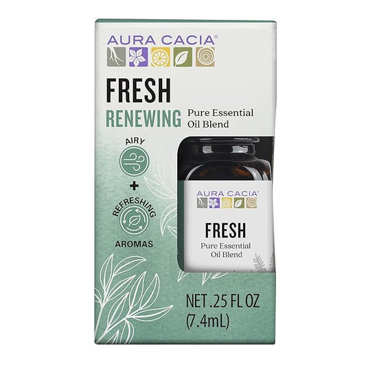 Aura Cacia Fresh Essential Oil Blend, Boxed 0.25 fl. oz. - Light Aroma, No Synthetic Fragrances