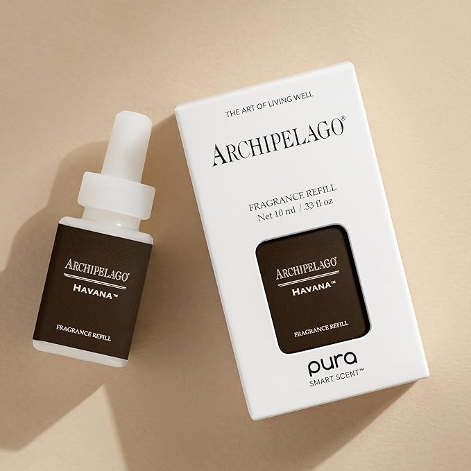 Archipelago Botanicals Pura Havana Smart Home Scent Refill, Air Diffuser Refill with Up to Six Weeks of Long-Lasting Fragrance per Refill, Clean Air Freshener for Home or Office, 0.33 Fl Oz