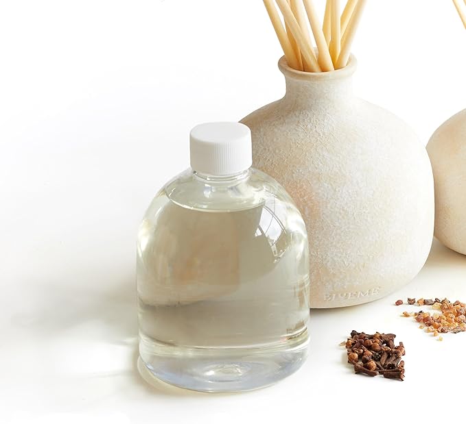 Blueme Spiritual Wellness Diffuser Oil Refill | Palo Santo & Vetiver | 16.91 Fl Oz - Refillable Diffuser, Essential Oils, Ceramic, Rattan Reeds | Large
