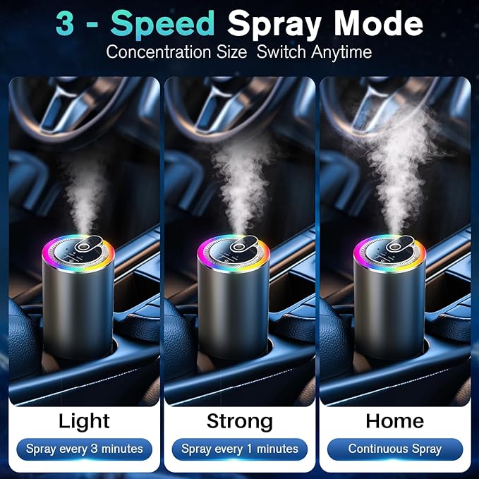 Smart Car Air Freshener Diffuser with Starry Sky Projection, 50ml/1.8OZ Perfume Car Diffuser, 6 Months Long-Lasting Fragrance, RGB Music-Sync Lights, Intelligent Auto On/Off, Pink Cherry Blossom