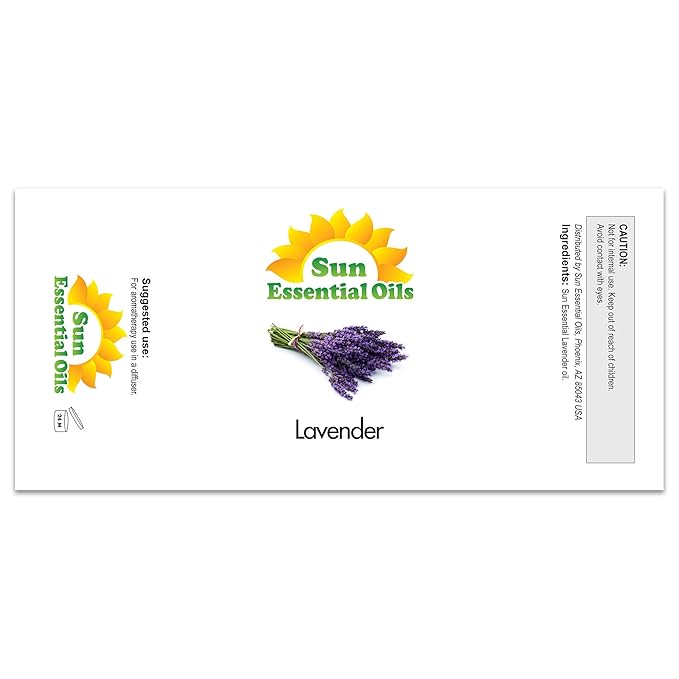 Sun Essential Oil - Lavender Essential Oil 4 oz (118 ml) with Dropper for Diffuser, Humidifier, Skin, Aromatherapy Massage, Scented for Soap & Candle Making at Home, Calming Aroma for Sleep