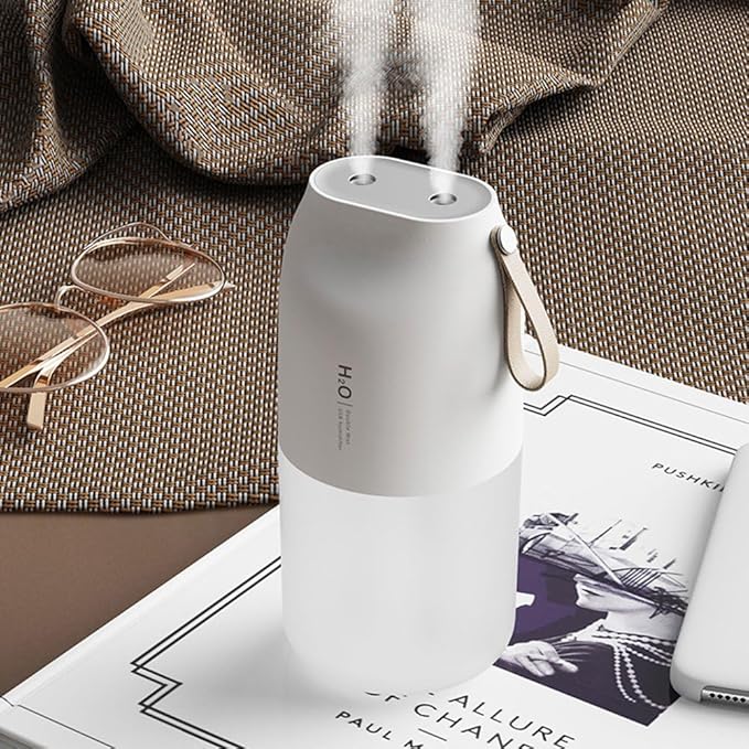 Wireless Air Humidifier Diffuser Rechargeable Double Nozzle Essential Oil Diffuser Mist Maker Humidifier Easy to Use White