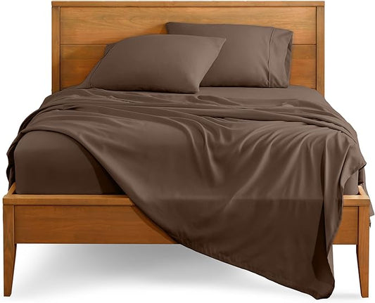 Bare Home Split Head Flex King Sheet Set - 1800 Ultra-Soft Microfiber Bed Sheets - Double Brushed - Deep Pockets - Easy Fit - 4 Piece Set - Bedding Sheets & Pillowcases (Cocoa)