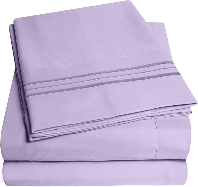 1500 Supreme Collection Full Sheet Sets Lavender - Luxury Hotel Bed Sheets and Pillowcase Set for Full Mattress - Extra Soft, Elastic Corner Straps, Deep Pocket Sheets, Full Lavender