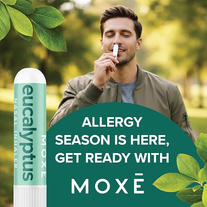 MOXĒ Eucalyptus Essential Oil Nasal Inhaler, Sinus & Congestion Relief, Daily Relaxation, Stress Relief, Therapeutic No-Mess Aromatherapy, Pure and Natural, Made in USA (1 Pack)