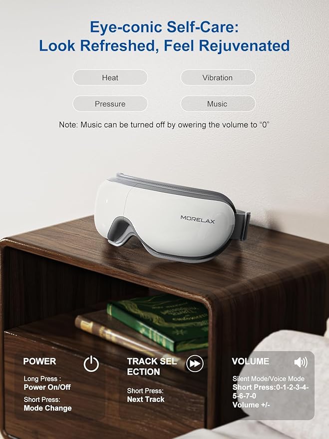 Morelax Mothers Day Gifts for Woman,Eye Massager with Heat & Bluetooth Music, Birthday Gifts for Women, Reduce Eye Strain, Headache Relief and Improve Sleep,Gift for mom/Sister/Wife