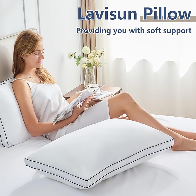 CozyLux Pillows King Size Set of 4, Soft and Supportive 3D Down Alternative Bed Pillow for Sleeping 4 Pack White, Luxury Hotel Quality Gusseted Bedding Pillows for Back, Stomach or Side Sleepers 18x34