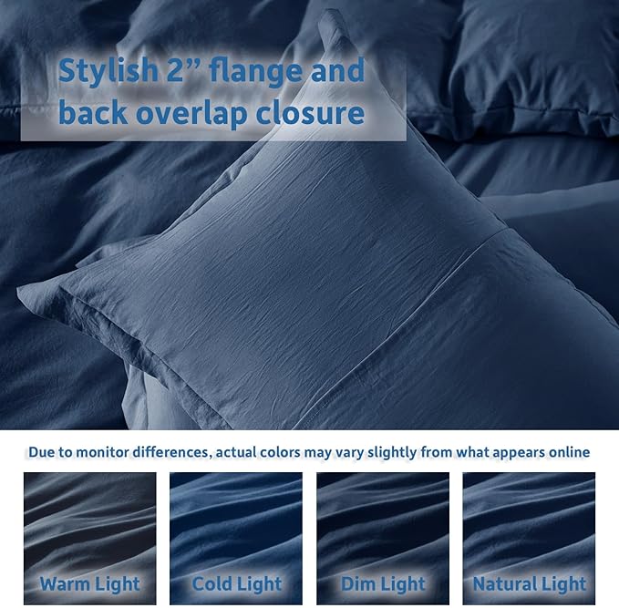 Nestl Navy Blue Duvet Cover Queen Size - Soft Double Brushed Queen Duvet Cover Set, 3 Piece, with Zipper Closure, 1 Duvet Cover 90x90 inches and 2 Pillow Shams