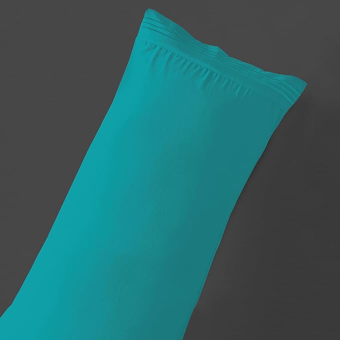 Mocassi 1-Piece Premium Body Pillowcase 1800 Series Hotel Quality Microfiber - Soft and Breathable with 3-Line Embroidery Wrinkle and Stain Resistant, Easy Care, 21" x 54", Teal