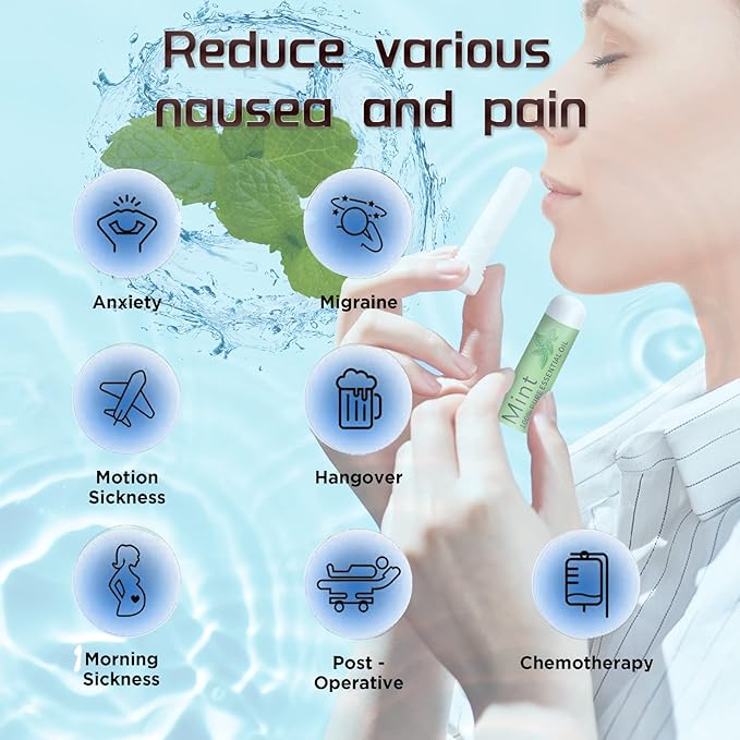 Hion Nausea Relief Inhaler-Mint 2pcs, Natural Essential Oils Inhalers