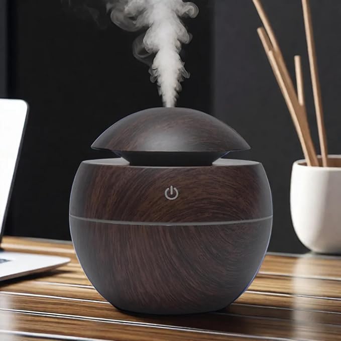 7 Colour LED Air Diffuser & Humidifier with Aromatic Essential Oil Feature | 130ml Ultrasonic Cool Mist | Auto Shut-Off | Aromatherapy Diffuser for Home, Office, Spa and More!