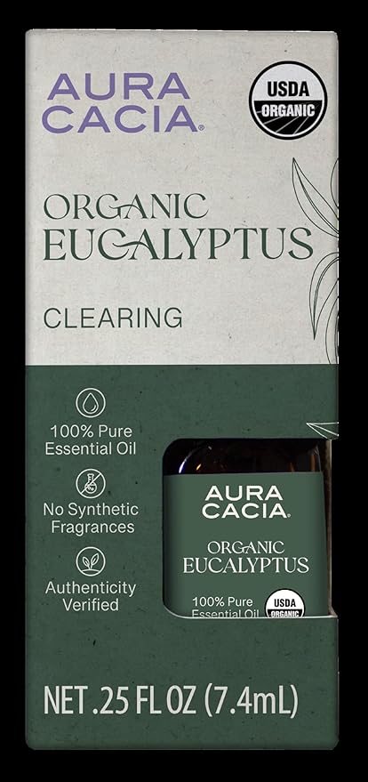 AURA CACIA Organic Eucalyptus Essential Oil, 0.25 FZ