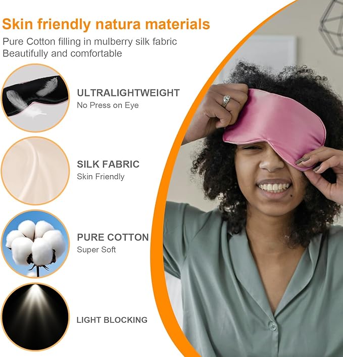 Silk Sleep Mask, Black, Adjustable Strap for Light Blocking, Travel Rest, Puffy Eyes Relief, Single Pack (Dark Green)