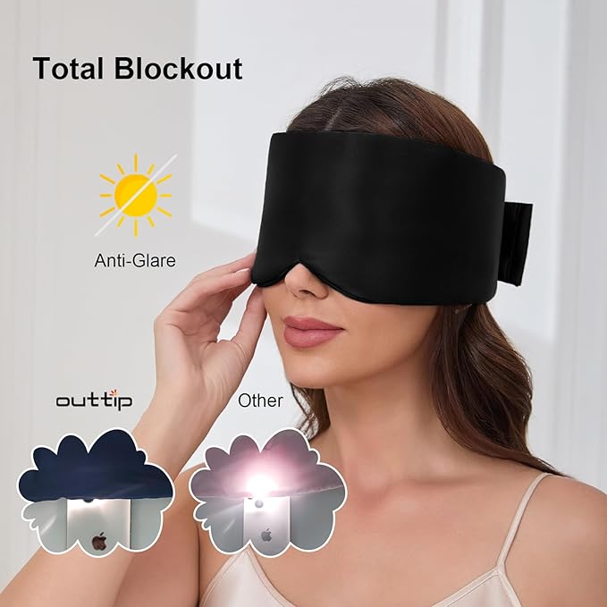 100% Mulberry Silk Sleep Mask for Women & Men Beauty Sleep, Adjustable Blindfold Silk Eye Mask for Sleeping Side Sleepers, Soft Pressure-Free Design for Home, Travel, Office, Nap