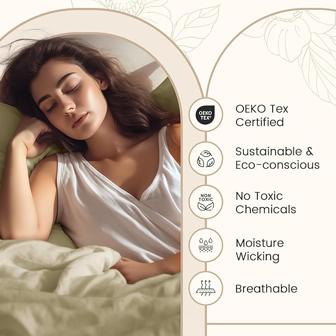 800TC 100% Egyptian Cotton Sateen Weave Twin Size Sheets Set, 3PC Twin Bed Sheets Luxury Hotel Collection Fully Elasticated Sheet & Pillowcase Sets, Machine Washable No Pill Fade Resistant-Linen