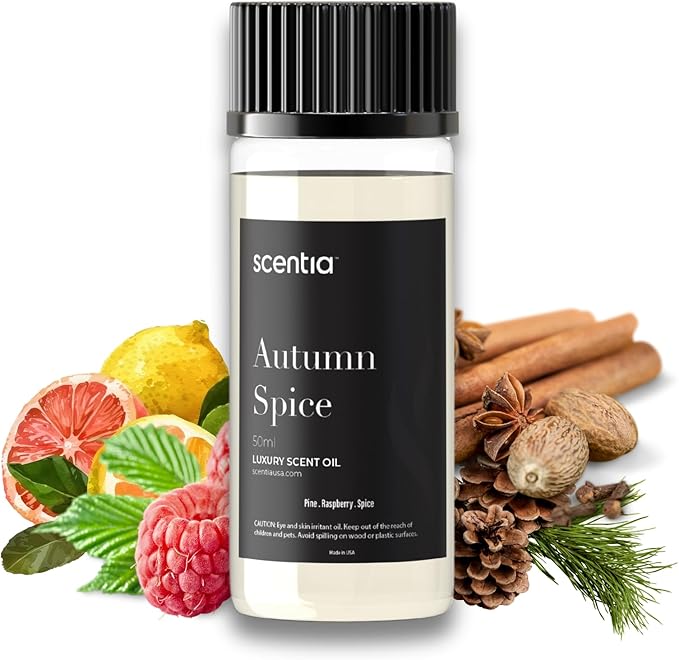 Scentia Autumn Spice Essential Oil – 50 ml Fall Blend with Pumpkin Spice Notes | Diffuser Oil for Home, Halloween & Thanksgiving Décor | Aromatherapy, Candle & Soap Making