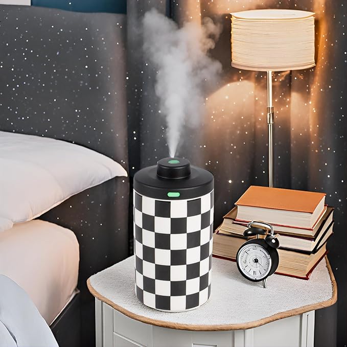Waterless Diffuser for Essential Oils Battery Operated Nebulizer,Mini Portable Whisper Quiet Scent Air Machine with 3 Mist Settings for Home,Cars,Office (White and Black Ceramic)