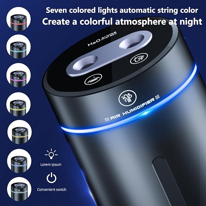 Smart Car Air Freshener,Car Air Freshener Diffuser with Humidifier, Auto On/Off,3 Mode Adjustable (Purple, L)