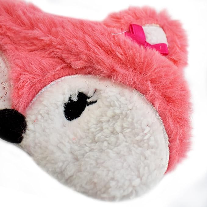 Cute Sleeping Mask, Pink Fox Soft Plush Fluffy Sleep Mask Men Cartoon Fox Blindfold Novelty Eye Cover Eyeshade Shade for Kids Girls and Adult Travel (Pink, Fox)