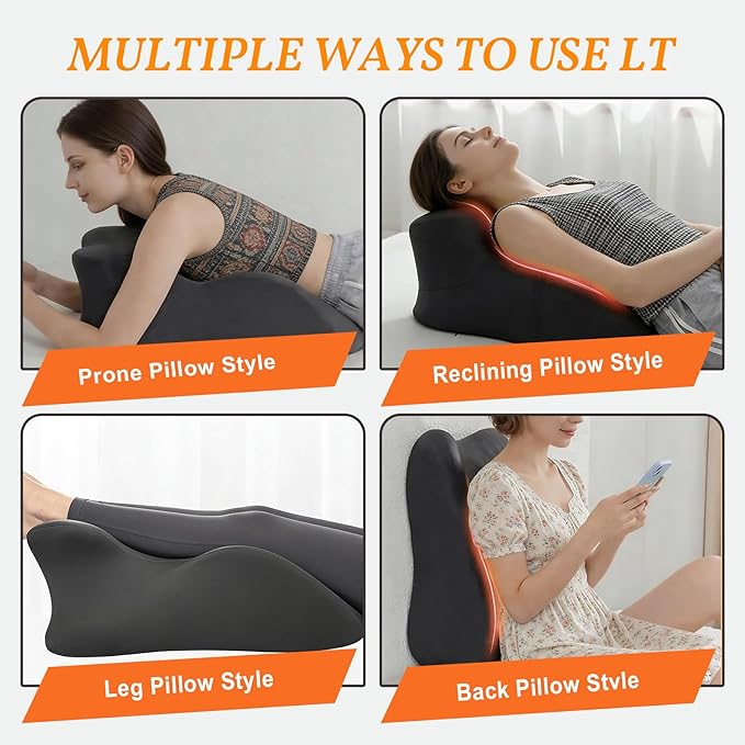 Large Size Memory Foam Ergonomic Pillow – Prone Support Orthopedic Firm Pillow for Sleeping, Reading & Back Relief with Removable Cover Body Pillow Suppurt Weights Over 260 Pounds