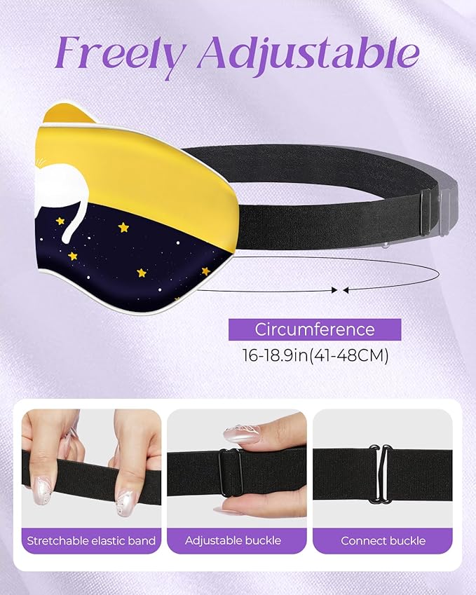 Miss Adola Sleep Mask for Kids - Cute Kawaii Cartoon Silk Sleeping Mask with Adjustable Strap Soft Smooth Light Eye Mask for Sleeping Silk Kids Eye Cover for Boys Girls Teens, Sleep Cat