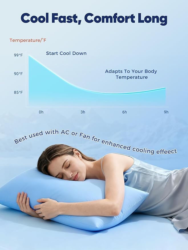 Avolare Cooling Pillow Cases Queen Size Set of 2,Arc-Chill 3.0 Cool Pillowcases for Hot Sleepers(Q-Max>0.5),Breathable&Stretchy Fabric,Softer Than Silk,Zipper Pillow Cases,Blue