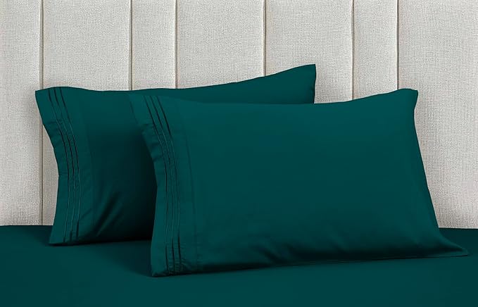Mocassi Luxury Full 4-Piece Sheet Set - 1800 Premium Hotel Quality - Easy-Fit, Wrinkle, Fade Resistant Bed Sheets and Pillowcases - All Around Elastic Fitted Sheet, Deep Pocket, Marine Teal