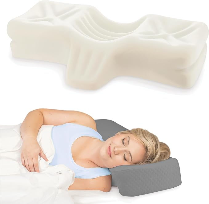 Therapeutica Cervical Orthopedic Foam Pillow - Neck Support Pillow for Side & Back Sleepers - Ergonomic Pillow for Neck Support, Relief, & Spinal Alignment – Average Size, Firm, Gray