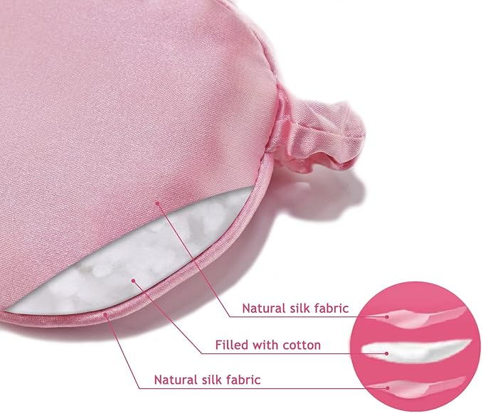 Sleep Mask, Ulbemoll Silk Eye Mask Satin Blindfold Smooth Soft Breathable Travel Eye Cover Eyeshade Gifts with Elastic Strap for Women Girls Valentine's & Mother Day- Pink