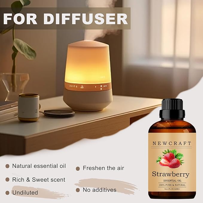 Strawberry Essential Oils 120ML 100% Pure and Natural Essential Oil with Dropper for Aromatherapy Diffuser - 4 Fl Oz/Strawberry