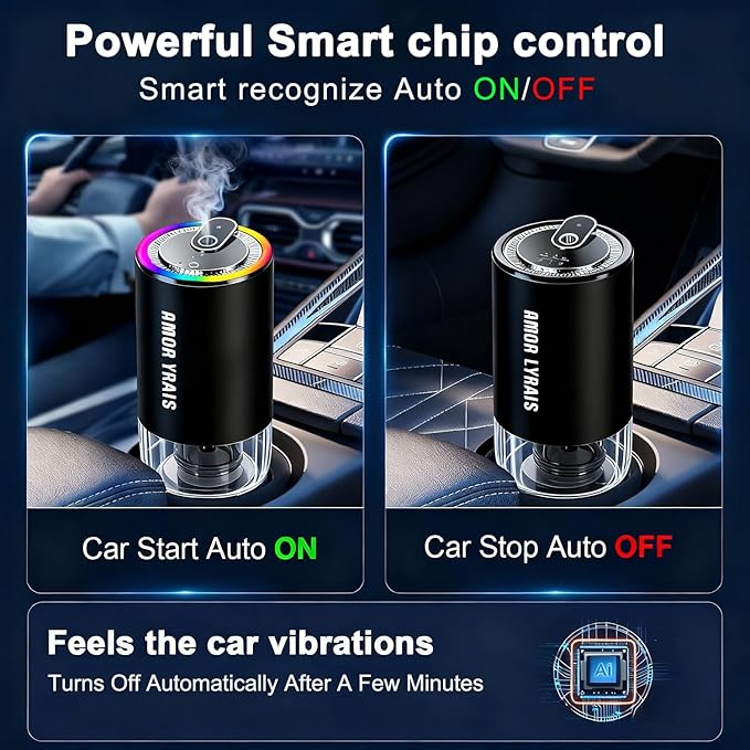 Smart Car Air Freshener Diffuser with Starry Sky Projection, 50ml/1.8OZ Perfume Car Diffuser, 6 Months Long-Lasting Fragrance, RGB Music-Sync Lights, Intelligent Auto On/Off, Pink Cherry Blossom
