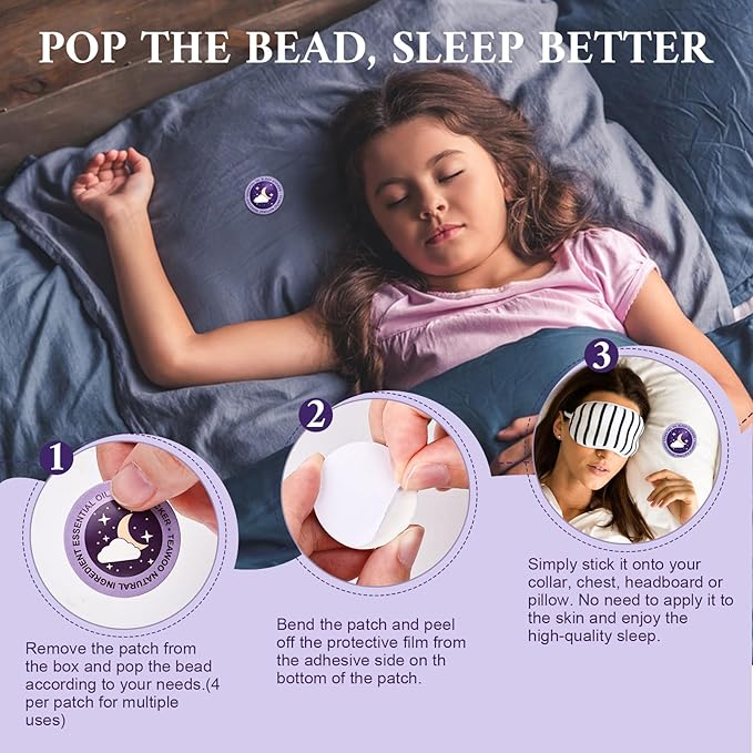 TEAWOO Kids Sleep Patches, Goodnight Sleep Oil Bead Sleeping Aid Patches (30 PCS, Serving Up to 120 Nights), Upgraded Sweet Dream Formula with 100% Natural Plant Ingredients