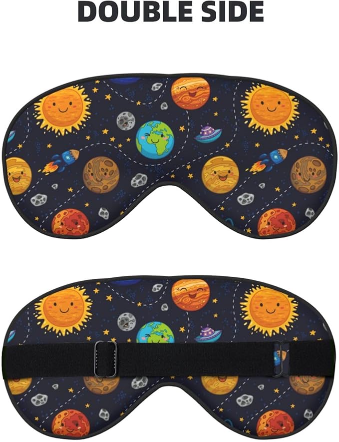 Outer Space Planets and Star Sleeping Eye Mask Stars and Comets Eye Mask for Sleeping Soft Comfort Eye Shade Blackout Eye Cover for Deep Rest Travel Nap Meditation