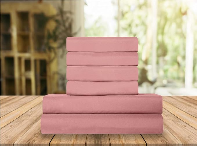 Elegant Comfort Luxury Soft Bed Sheets 1500 Premium Hotel Quality Microfiber Softness Wrinkle and Fade Resistant (6-Piece) Bedding Set, California King, Dusty Rose