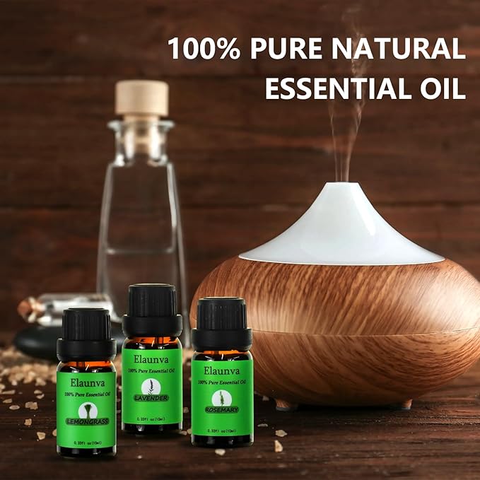 Essential Oils Set,100% Pure Natural,4 Scents(Peppermint/Rosemary/Lemongrass/Lavender),for Aromatherapy and Home Fragrance,Aroma Therapy Oil,Gift for Christmas Gifts (0.33Fl Oz*4, Grass Set)